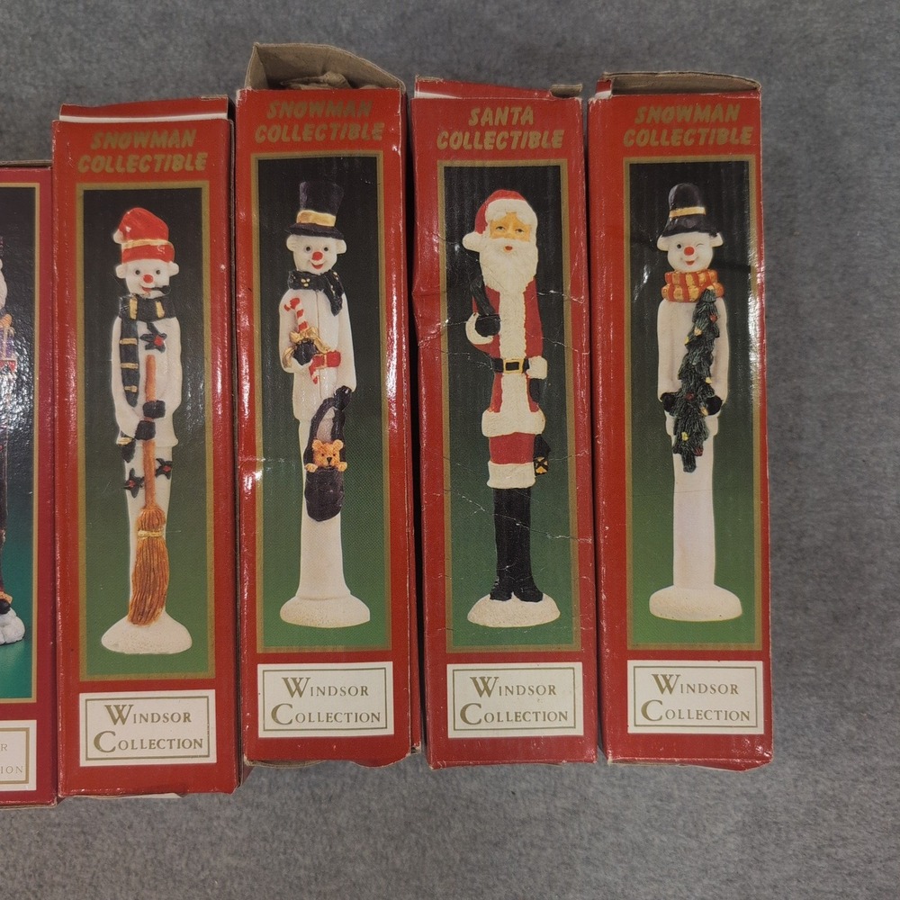 Windsor Collection Christmas Figurines Set 8pc Snowman Santa Resin Vintage Decor - Picture 3 of 3